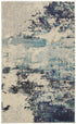 2' X 4' Ivory And Teal Blue Abstract Power Loom Non Skid Area Rug